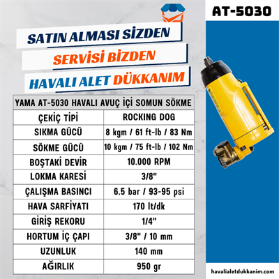 YAMA AT-5030 Havalı Avuç İçi Somun Sökme 3/8