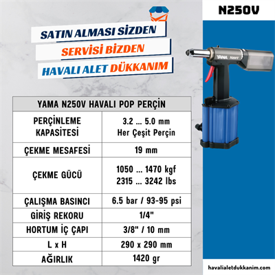 YAMA N250V Havalı Pop Perçin 5.0 mm