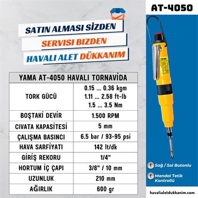YAMA AT-4050 Havalı Düz Tip Tornavida 5 mm