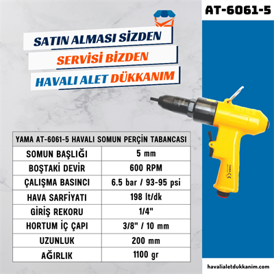 YAMA AT-6061-5 Havalı Somun Perçin Tabancası 5 mm