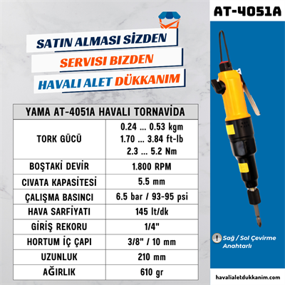 YAMA AT-4051A Havalı Tornavida Düz Tip 5.5 mm