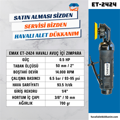 EMAX ET-2424 Havalı Avuç İçi Zımpara 50 mm