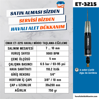 EMAX ET-3215 Havalı Mikro Taşlama-Eğeleme 5 mm