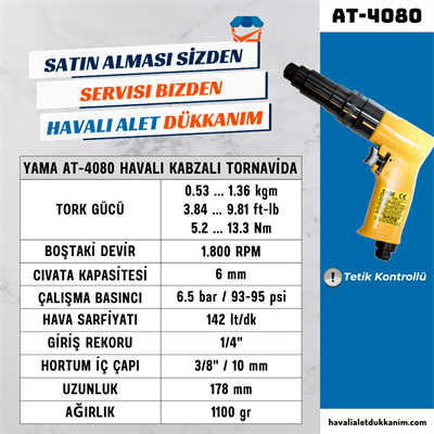 YAMA AT-4080 Havalı Kabzalı Tornavida 6 mm