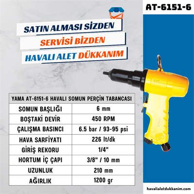 YAMA AT-6151-6 Havalı Somun Perçin Tabancası 6 mm