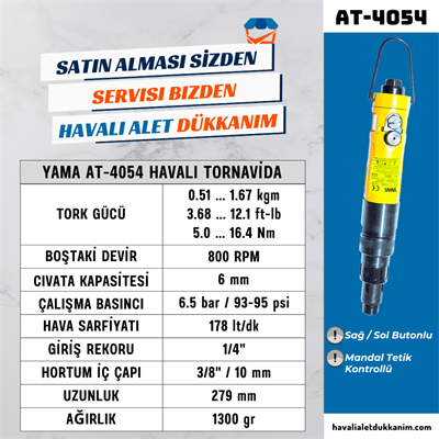 YAMA AT-4054 Havalı Düz Tip Dıştan Tork Ayarlı Tornavida 6 mm