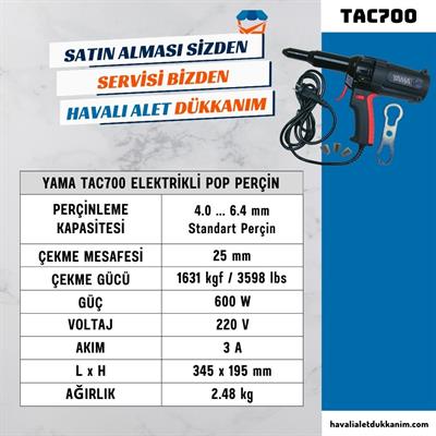 YAMA TAC700 Elektrikli Pop Perçin 6.4 mm