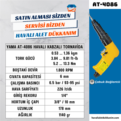 YAMA AT-4086 Havalı Kabzalı Tornavida 6 mm