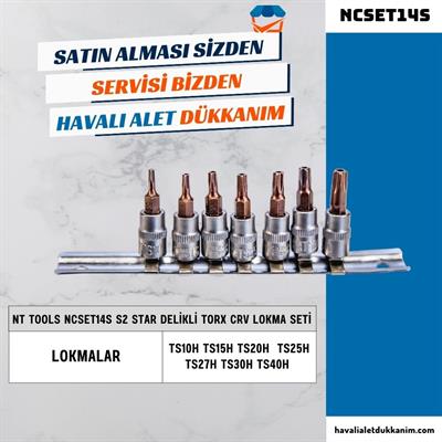 NT Tools NCSET14S S2 Star Delikli Torx CrV Lokma Seti 7 Parça 1/4
