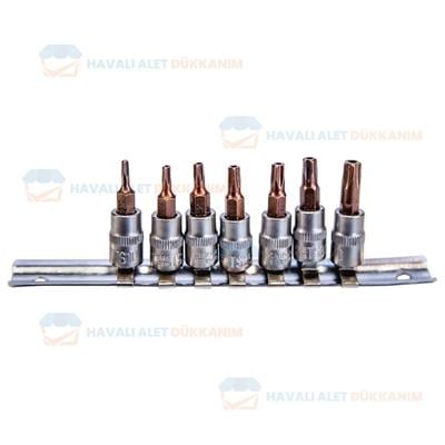 NT Tools NCSET14S S2 Star Delikli Torx CrV Lokma Seti 7 Parça 1/4