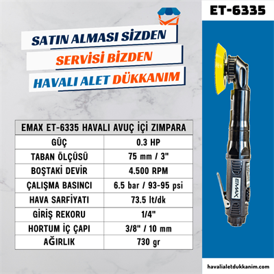 EMAX ET-6335 Havalı Avuç İçi Zımpara 75 mm