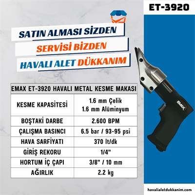 EMAX ET-3920 Havalı Metal Kırpma Makası