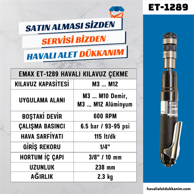 EMAX ET-1289 Havalı Kılavuz Çekme M6