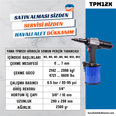 YAMA TPM12X Hidrolik Somun Perçin Tabancası M12
