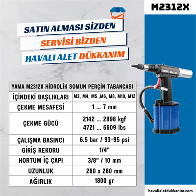 YAMA M2312X Hidrolik Somun Perçin Tabancası M12