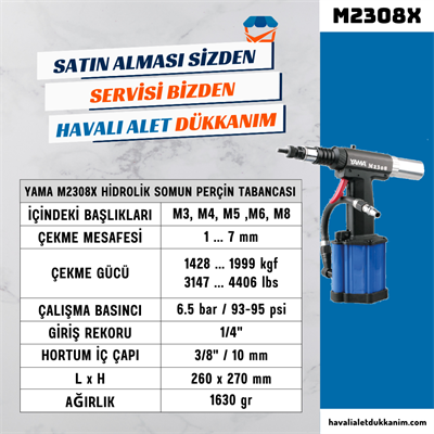 YAMA M2308X Hidrolik Somun Perçin Tabancası M8