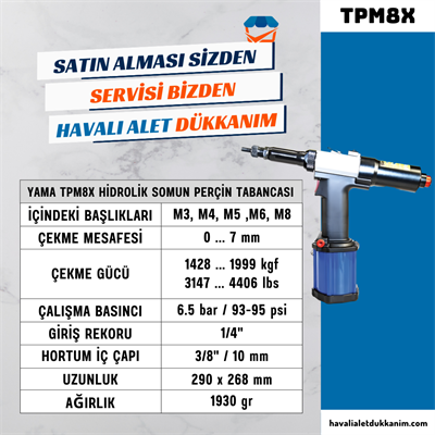 YAMA TPM8X Hidrolik Somun Perçin Tabancası M8
