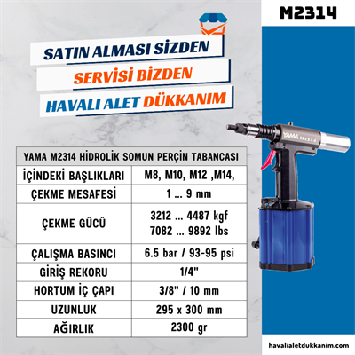 YAMA M2314 Hidrolik Somun Perçin Tabancası M14