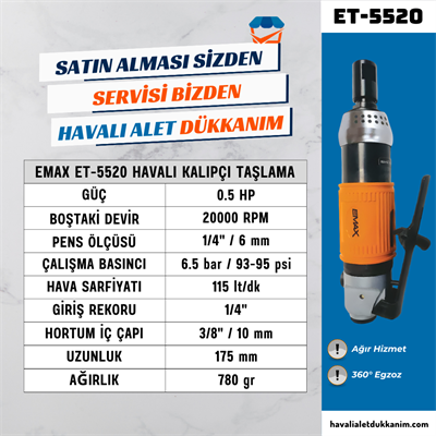 EMAX ET-5520 Profesyonel Havalı  Kalıpçı Taşlama
