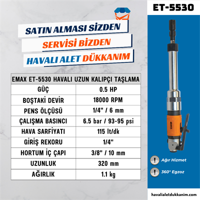 ET-5530 Profesyonel Havalı Uzun Kalıpçı Taşlama