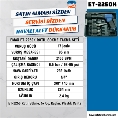 EMAX ET-2250K Vibrasyonu Azaltılmış Rotil Sökme Takma Seti