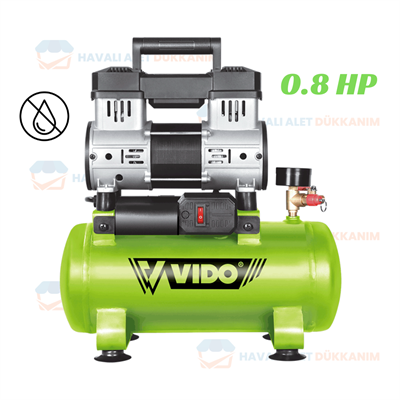 VIDO WD060210808 Kompresör Yağsız ve Sessiz 8 Lt