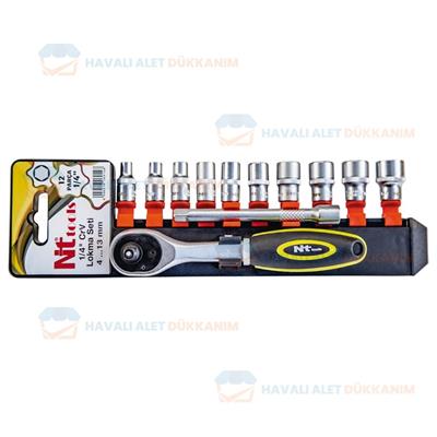 NT Tools NCSET61 Altı Köşe CrV Lokma Seti 12 Parça 1/4