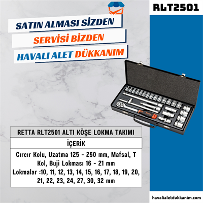 RETTA RLT2501 Altı Köşe Lokma Takımı 25 Parça 1/2