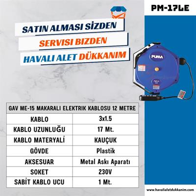 GAV PM-17LE Makaralı Elektrik Kablosu 17 Metre