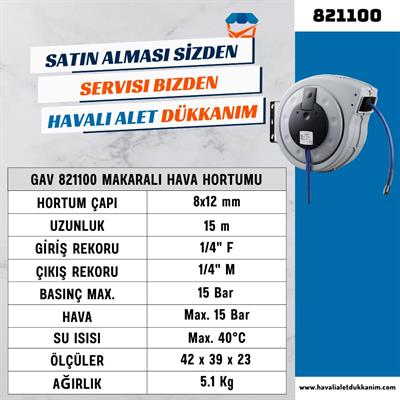 GAV 821100 Makaralı Hava Hortumu 15 Metre
