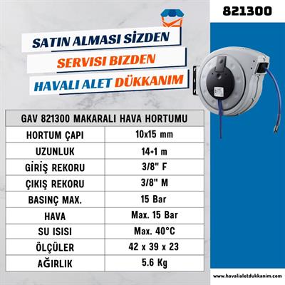 GAV 821300 Makaralı Hava Hortumu 14+1 Metre