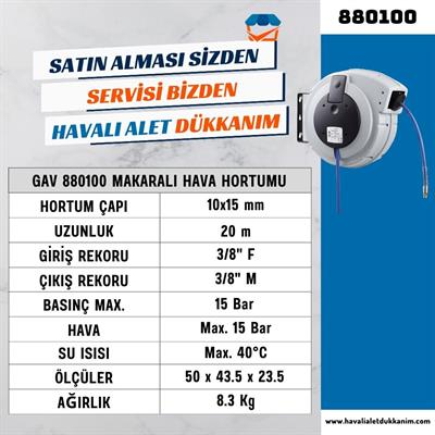 GAV 880100 Makaralı Hava Hortumu 20 Metre