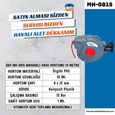 GAV MH-0815 Makaralı Hava Hortumu 15 Metre