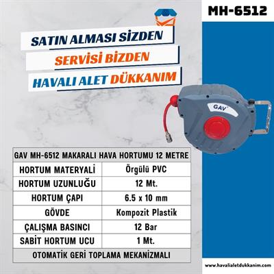 GAV MH-6512 Makaralı Hava Hortumu 12 Metre