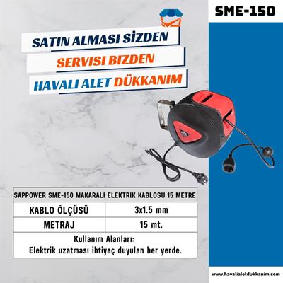 SAPPOWER SME-150 Makaralı Elektrik Kablosu 15 metre