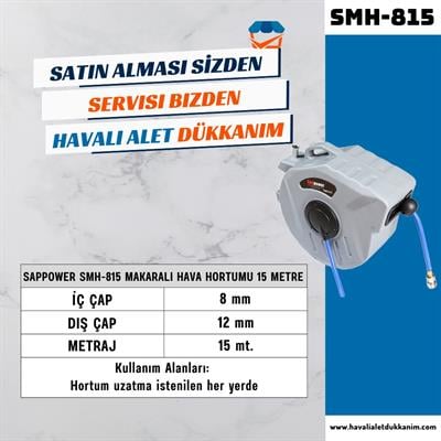 SAPPOWER SMH-815 Makaralı Hava Hortumu 15 metre