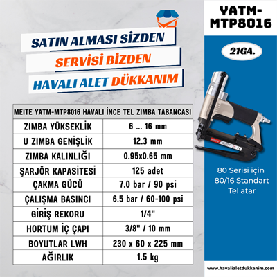 Meite YATM-MTP8016 Havalı İnce Tel Zımba Tabancası 6-16 mm