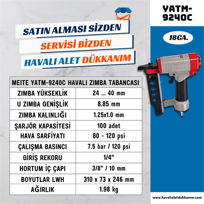 Meite YATM-9240C Havalı Zımba Tabancası 24-40 mm 