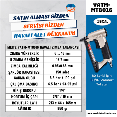 Meite YATM-MT8016 Havalı Zımba Tabancası 6-16 mm