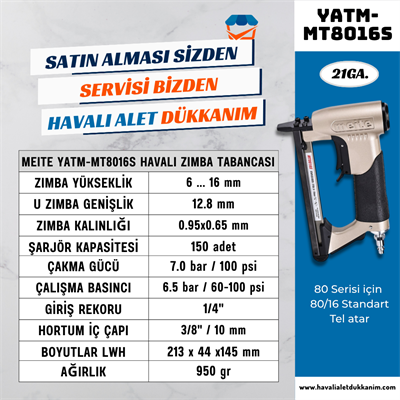 Meite YATM-MT8016S Havalı Çift Tetikli Zımba Çakma Tabancası 6-16 mm