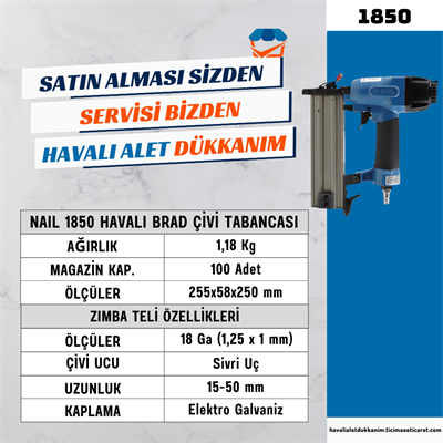 NAIL 1850 Brad Havalı Çivi Tabancası