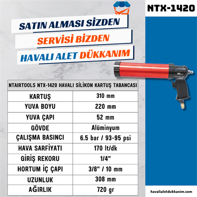 NTAirTools NTX-1420 Havalı Silikon Kartuş Tabancası