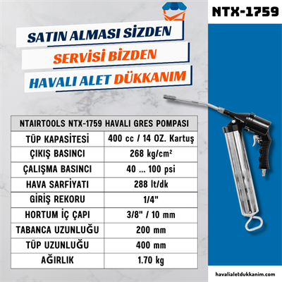 NTAirTools NTX-1759 Havalı Gres Pompası 400 CC