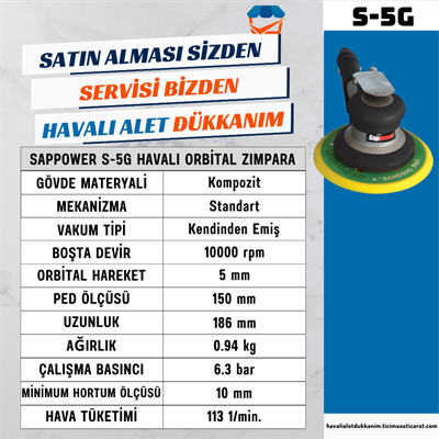 SAPPOWER S-5G Havalı Orbital Zımpara