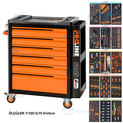 RETTA RTY6205 PROLINE 6 Çekmeceli 245 Parça Takım Arabası