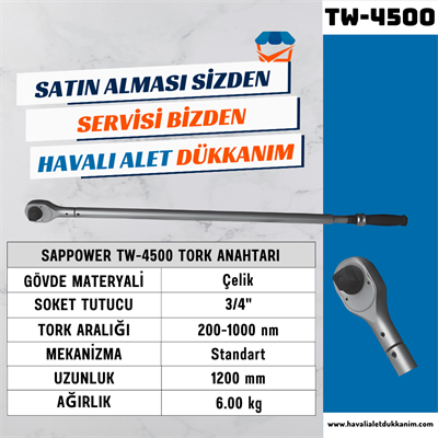SAPPOWER TW-4500 Tork Anahtarı
