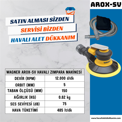 WAGNER AROX-SV Havalı Zımpara Makinesi 150 mm (Toz Torbalı)