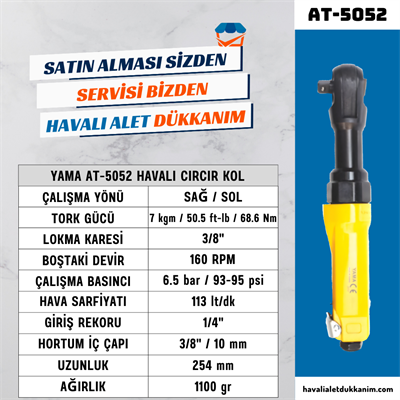 YAMA AT-5052 Havalı Cırcır Kol 3/8 7 kgm