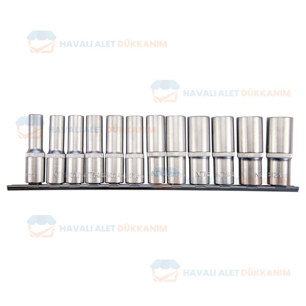 NT Tools NCSET75 Altı Köşe Uzun CrV Lokma Seti 12 Parça 1/2''