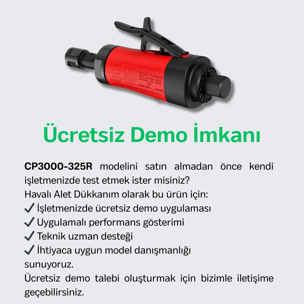 Chicago Pneumatic CP3000-325R Havalı Kalıpçı Taşlama 1/4